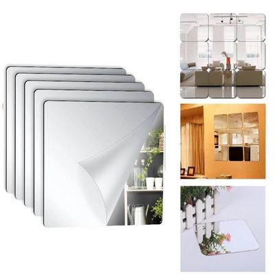 Kit 5 Adesivo Espelhado Flexivel Sala Jantar Quadrado 15x15cm Decorativo Auto Colante