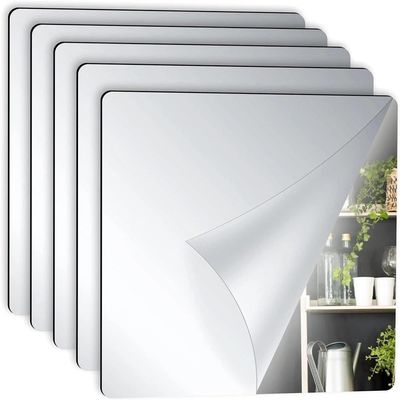Kit 5 Adesivo Espelhado Flexivel Sala Jantar Quadrado 15x15cm Decorativo Auto Colante