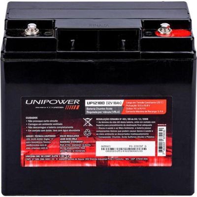 Bateria Estacionária Selada 12v 18ah Vrla Up12180 Unipower [f002]