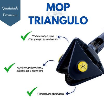 Mop Triângulo De Cozinha Limpeza Ajustável Giratório 360° Limpa Chão Vidro Casa Limpador Rodo