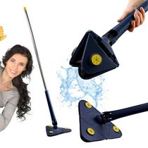 Mop Triângulo De Cozinha Limpeza Ajustável Giratório 360° Limpa Chão Vidro Esfregão Triangulo Flash