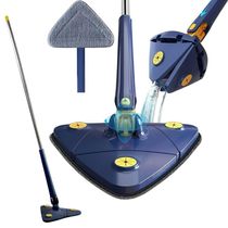 Mop Triângulo De Cozinha Limpeza Ajustável Giratório 360° Limpa Chão Vidro Esfregão Triangulo Flash