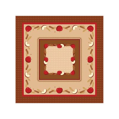 Toalha De Chá Centro Mesa KazzaVip 80% Algodão e 20% Poliéster Estampado Maça e Canela Quadrado Pop 75cmx75cm Marrom