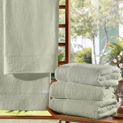 Toalha Avulsa Banho KazzaVip 100% Algodão Nobre Jacquard Limoges 70cmx140m Verde Lima