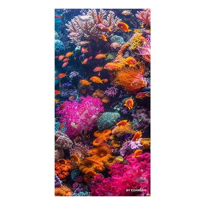 Toalha de Praia e Piscina KazzaVip Felpa 60% Algodão/40% Poliéster Estampada Corais 70cmx140m Multicolor