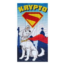 Toalha de Praia e Piscina KazzaVip Microfibra 100% Poliéster Estampada Anti Areia Licenciada Krypto 70cm x 140m Azul