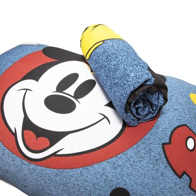 Jogo de Lençol KazzaVip Solteiro Malha Mista 70% Algodão e 30% Poliéster Joy Disney Mickey Big 02 Peças Azul