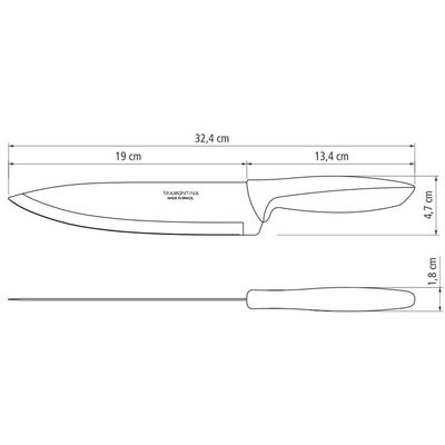 Faca 8" Chef Tramontina Plenus em Aço Inox - Cinza