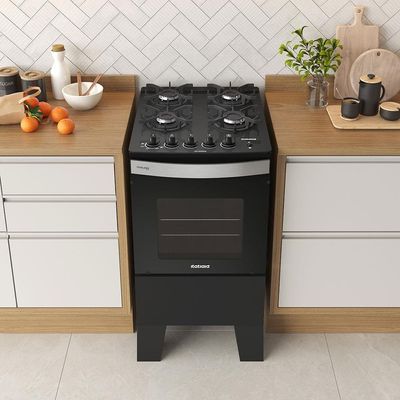 Fogão Itatiaia 4 Bocas Itaglass Plus com Mesa de Vidro e Acendimento Automático - Preto
