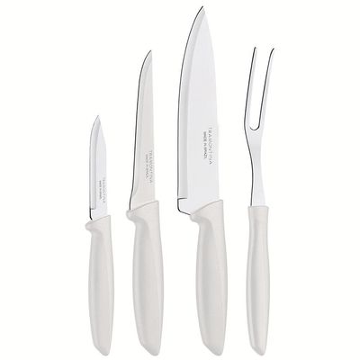 Conjunto de Facas Tramontina Plenus em Aço Inox e Polipropileno - Off-White - 4 Peças