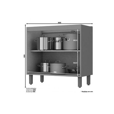 Balcão de Cozinha Connect c/ 2 Portas s/Tampo 80x52x81cm Off White - Henn