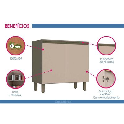 Balcão de Cozinha Connect c/ 2 Portas s/Tampo 80x52x81cm Off White - Henn