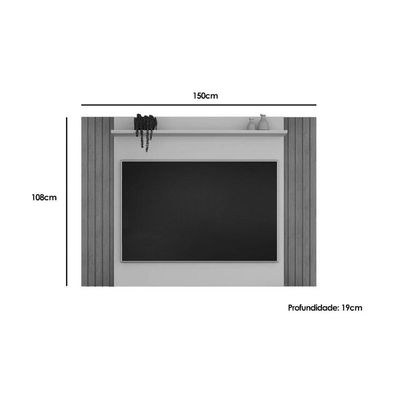Home p/ TV até 55 Pol Trend/Flat Ripado c/ Portas e Nichos 150x168cm Freijó/Off White - DJ Móveis