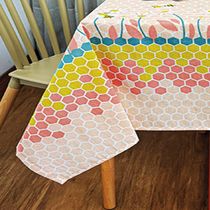 Toalha de Mesa KazzaVip Estampada Pop 80% Algodão e 20% Poliéster Retangular 6 Lugares Flor de Mel 1,40mx2,10m Salmão