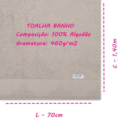 Toalha Avulsa Banho KazzaVip 100% Algodão Nobre Jacquard Limoges 70cmx140m Palha