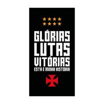 Toalha de Praia e Piscina KazzaVip Felpa 60% Algodão e 40% Poliéster Estampada Oficial Licenciada Vasco Glórias 70cmx140m Preto