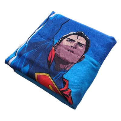 Toalha de Praia e Piscina KazzaVip Microfibra 100% Poliéster Estampada Anti Areia Licenciada Superman 70cm x 140m Azul