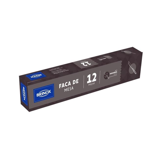 Conjunto de Facas de Mesa Brinox Módena Aço Inox 12 Peças Acabamento Arredondado Aço Inox