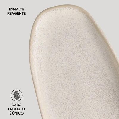 Conjunto de Travessas Oval Rasa Grande Porto Brasil Orgânico Latte 36x13cm - 4 Peças