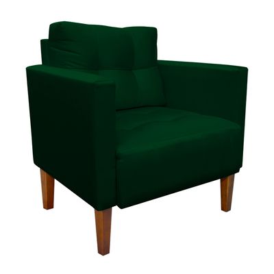 Poltrona Sala Decorativa Livia Pé Madeira Castanho Suede Verde M11 - D'Rossi