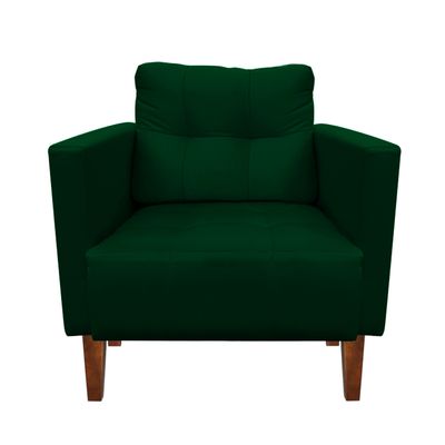 Poltrona Sala Decorativa Livia Pé Madeira Castanho Suede Verde M11 - D'Rossi