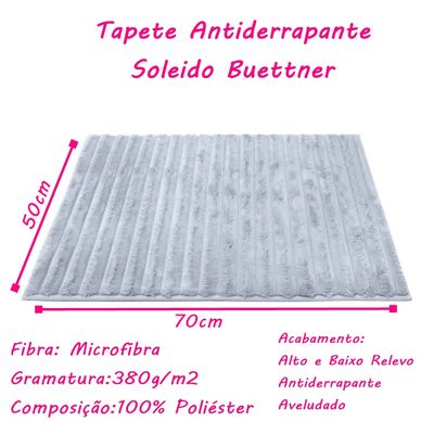 Tapete Buettner Microfibra 100% Poliéster Antiderrapante Soleido 50x70cm Chumbo