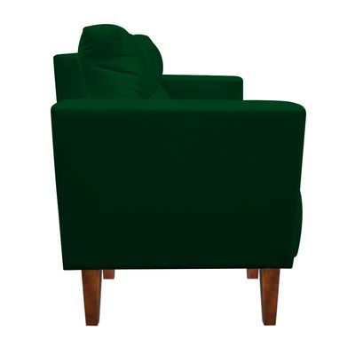 Poltrona Sala Decorativa Livia Pé Madeira Castanho Suede Verde M11 - D'Rossi