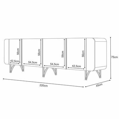 Kit Aparador Buffet Bar Living Santiago com Cristaleira Adega Síria B01 Cinamomo Off White - Lyam