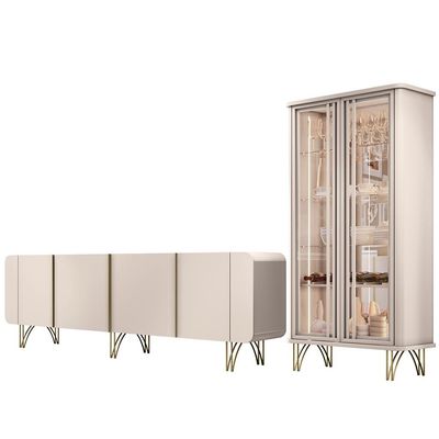 Kit Aparador Buffet Bar Living Santiago com Cristaleira Adega Síria B01 Off White - Lyam