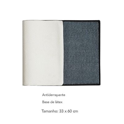 Tapete de Porta Entrada Maos Antiderrapante Cinza 33x60cm