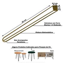 Kit 8 Pés de Metal 60 CM Hairpin Legs Mesa de Canto Aparador Dourado