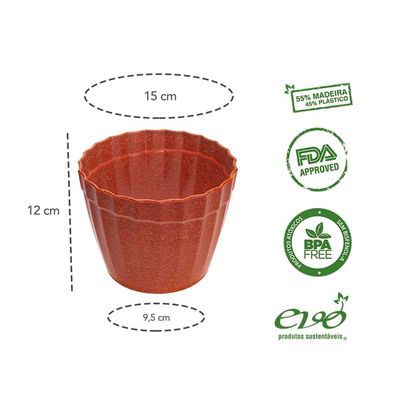 Vaso Terracota Marrom Coral Cachepot Plissado ECO M 1un
