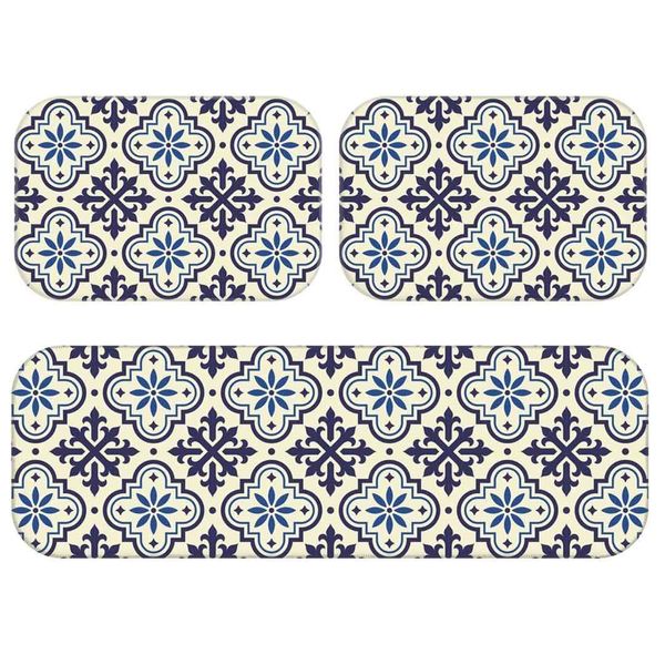 Kit Tapete De Cozinha Premium Ladrilho Blue