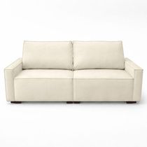 Sofá 2 Metros Contemporâneo Sala Estar Luxo Moderno Suede Cor:bege