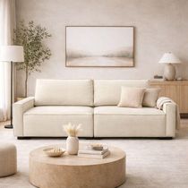 Sofá 2 Metros Contemporâneo Sala Estar Luxo Moderno Suede Cor:bege