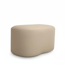Puff Orgânico Curvo Feijão Sala Redondo Confortável Quarto Moderno Linho Cor:bege