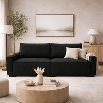 Sofá 2 Metros Contemporâneo Sala Estar Luxo Moderno Suede Cor:preto