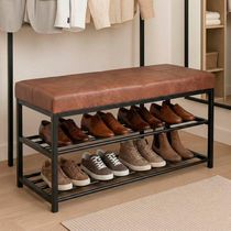 Kit 02 Sapateiras Calçadeira Puff Closet Zuri 85cm 02 Prateleiras New Dallas Whisky - Desk Design