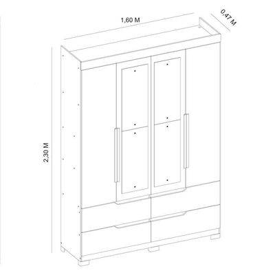Guarda Roupa Doble 4 Portas 4 Gavetas Quarto Freijo Com Titanium - Albatroz