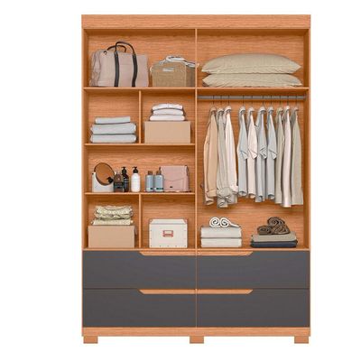 Guarda Roupa Doble 4 Portas 4 Gavetas Quarto Freijo Com Titanium - Albatroz