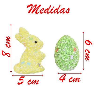 Enfeite Decorativo Páscoa Coelho Coelhinhos Ovos Kit 48pçs