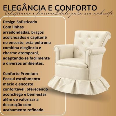 Cadeira Poltrona Balanço Amentação Confortável Quarto Descanso Sala Leitura Corino Bege