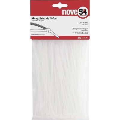 Abraçadeira De Nylon, Branca, 140 Mm X 3,6 Mm, Com 100 Peças, Nove54 Ostenvonder