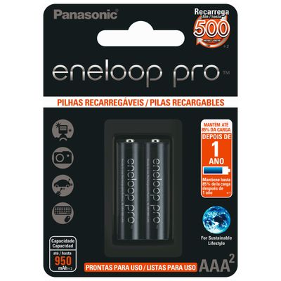 Pilha Recarregavel Eneloop PRO 950MA AAA Blister com 2 BK-4HCDE/2BB