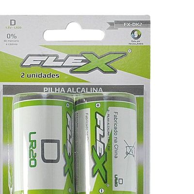 Pilha FLEX D Alcalina 2 Unidades