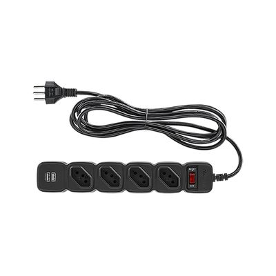 Protetor Eletronico Intelbras C/ 4 Tomadas e 2 USB - EPE 204 USB PT