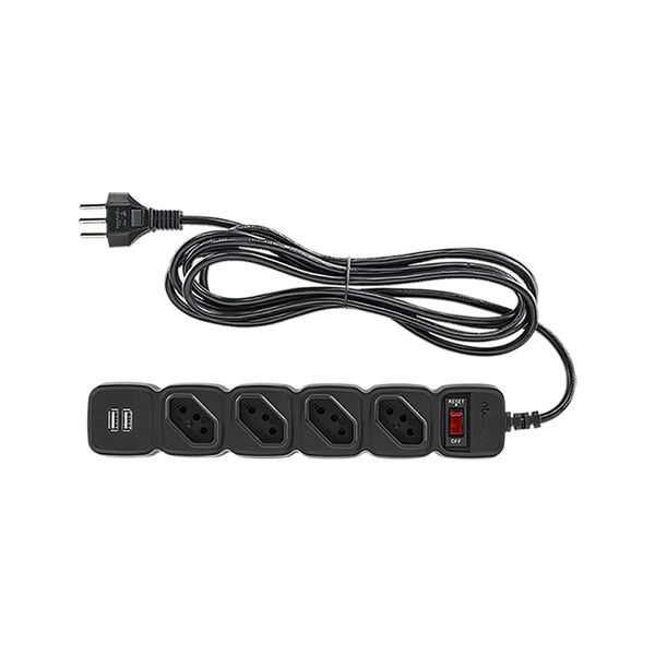 Protetor Eletronico Intelbras C/ 4 Tomadas e 2 USB - EPE 204 USB PT