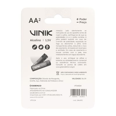 Pilha Alcalina AA C/2 1.5V - VP2AB2A