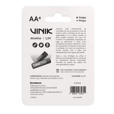 Pilha Alcalina AA C/4 1.5V - VP2AB4A