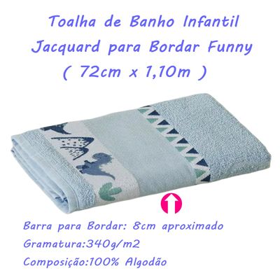 Kit ( 2 ) Toalha de Banho KazzaVip Infantil 100% Algodão Jacquard Barra para Bordar Funny Rosa e Azul
